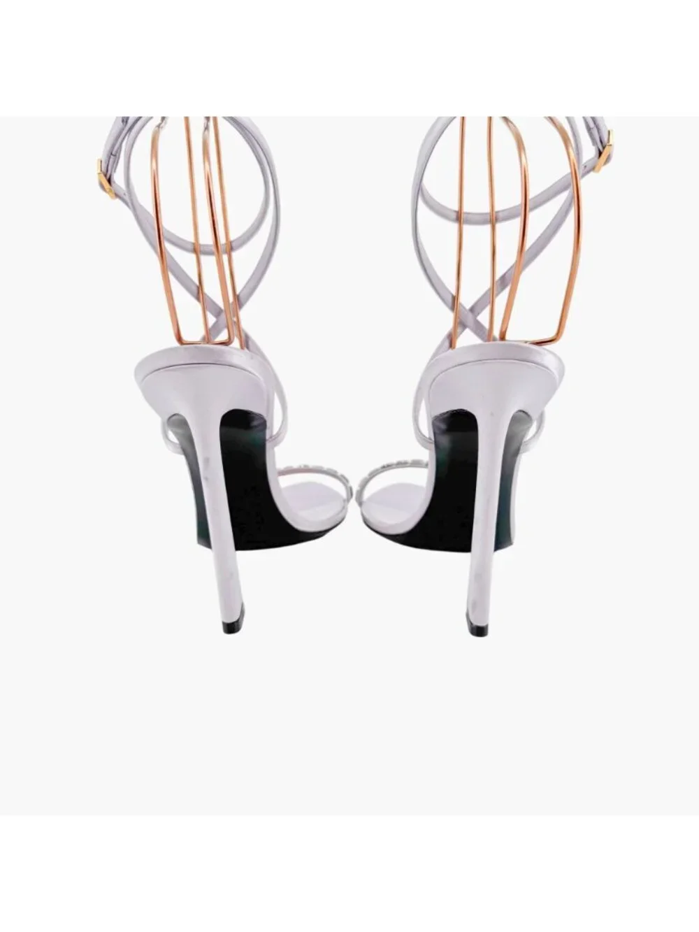 Saint Laurent Gippy Crystal Sandals EU 39.5 US 9.5 Lilac Purple Satin High Heels - Picture 6 of 13
